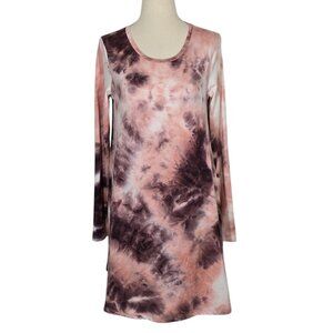 LOVE, FIRE Tie Dye Mini Dress Long Sleeve T-Shirt Dress Size Small NWOT